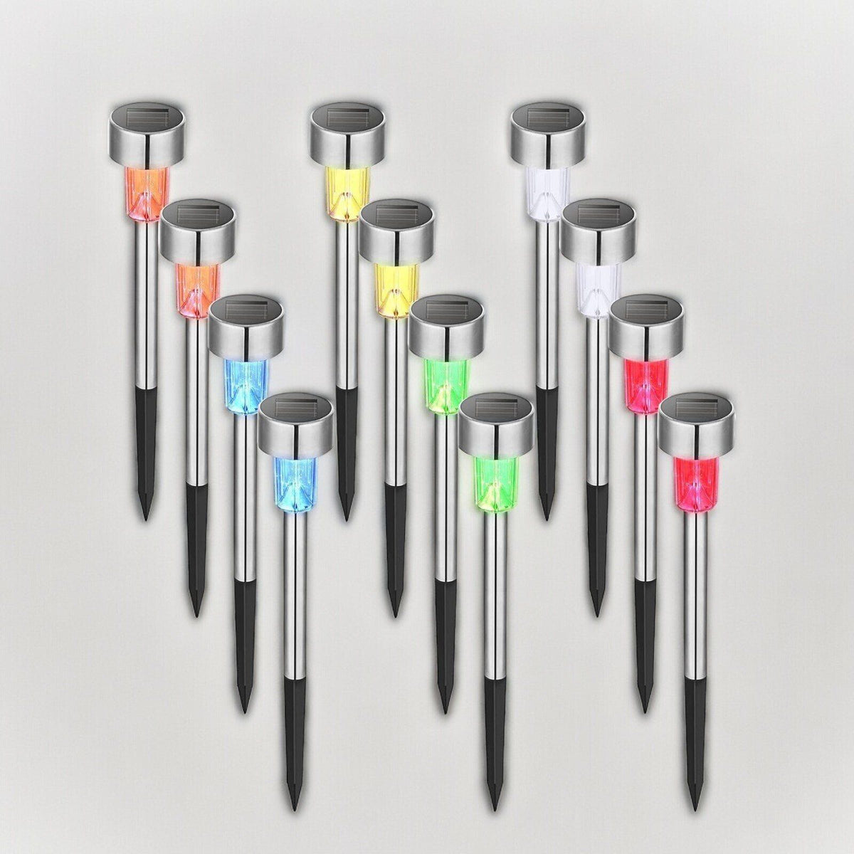Solarlampe für außen, 12 Stück, 6 Farben, wasserdichte Solarleuchten für Garten