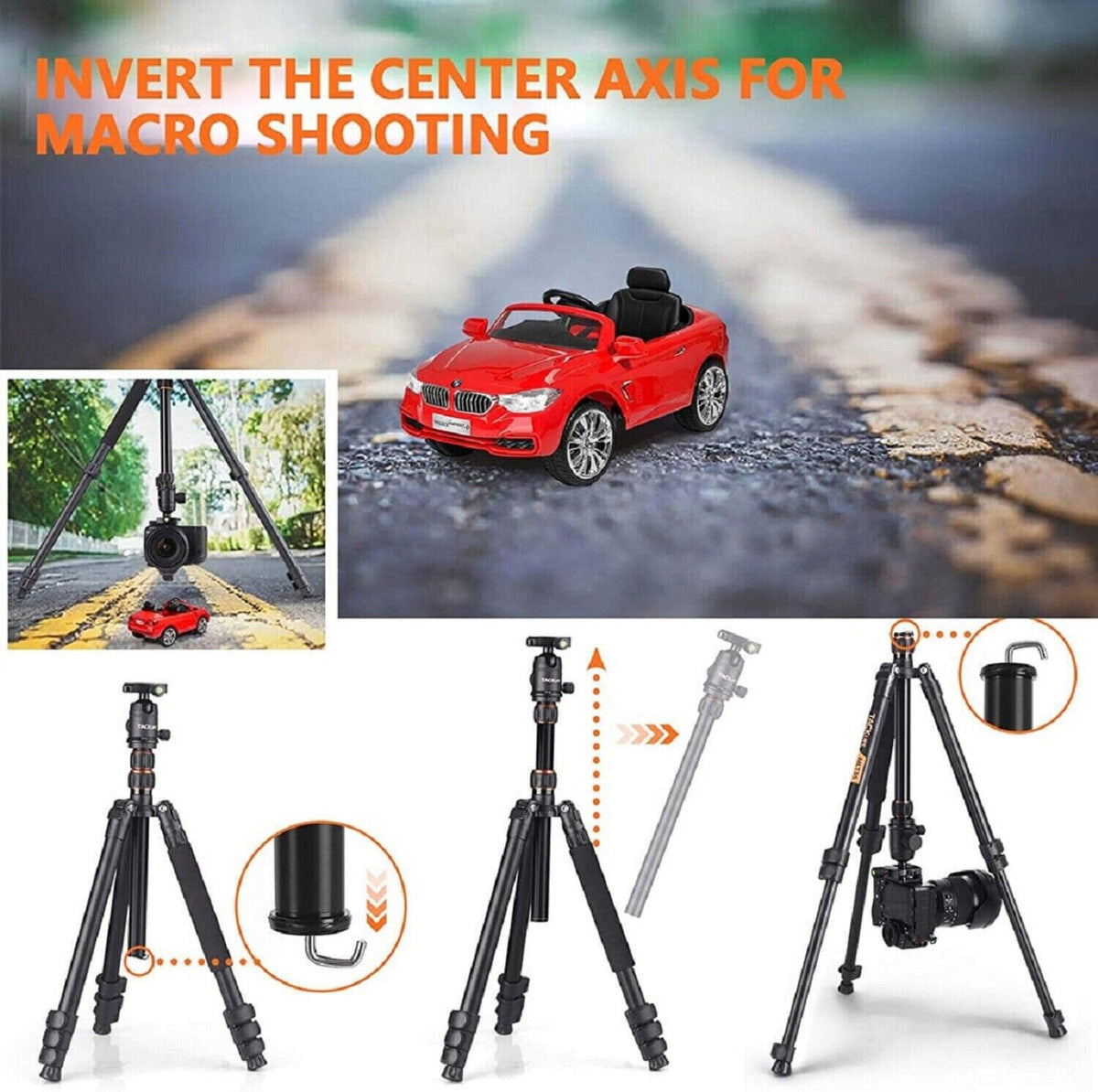 TACKLIFE Kamera & Handy Stativ MLT05 | 55-178cm Höhenverstellbar | 360° Kugelkopf | 9kg Tragkraft | Einbeinstativ & Selfie-Stick mit Bluetooth