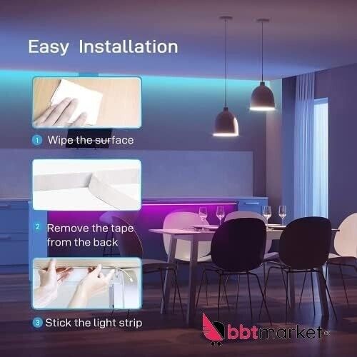 LED Strip 40m RGB – Bluetooth LED Streifen mit App & Fernbedienung, Musik Sync, 16 Mio. Farben, Timer