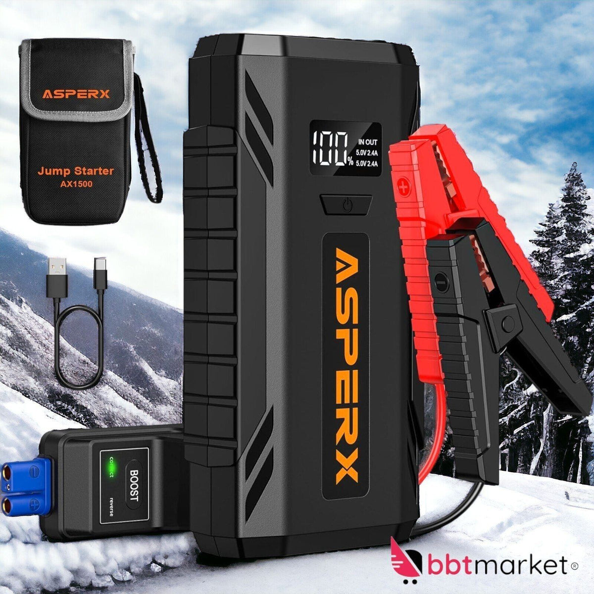 Auto Starthilfe Powerbank 2000A – 12V Booster mit LED, USB Powerbank & Sicherheitsfunktionen für Benzin- und Dieselfahrzeuge