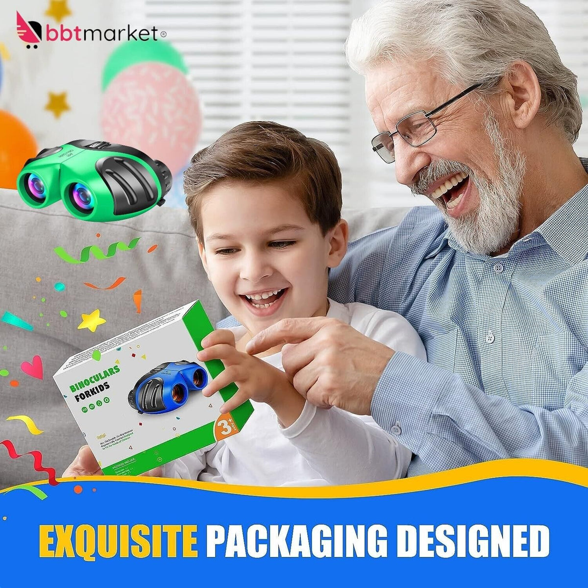 Compact Waterproof Binoculars for Kids - Outdoor Toy &amp; Gift Green