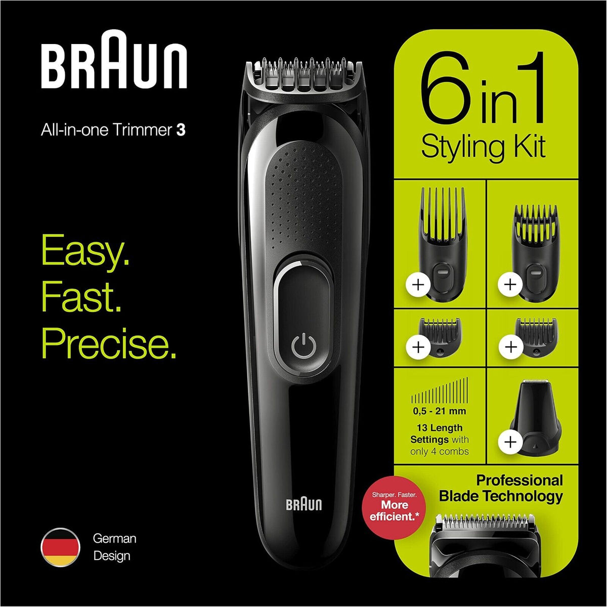 Braun 6-in-1 Bartschneider mit Haar und Nasentrimmer für Bart Gesichts  Rasierer