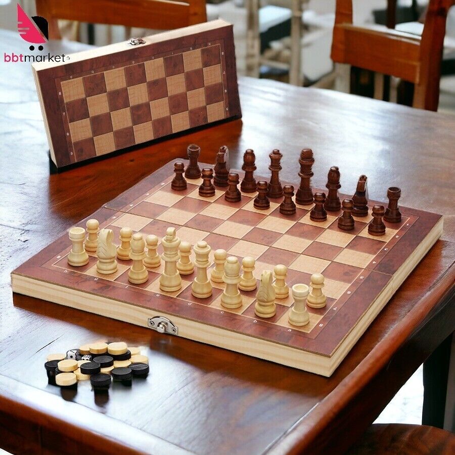 Chess game Chess with wooden chess pieces Wooden chess board Travel chess 29x29cm 