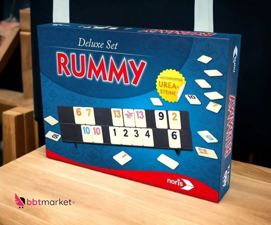 Noris Rummy Deluxe – Familienspiel Brettspiel mit UREA-Steinen, ab 8 Jahren