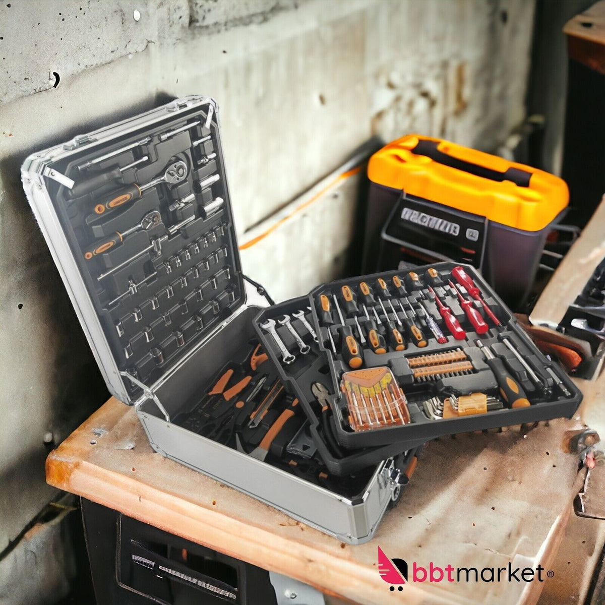 Werkzeugkoffer 1000-tlg. mit Werkzeug – rollbarer Alu Werkzeugtrolley mit 4 Ebenen für Heimwerker