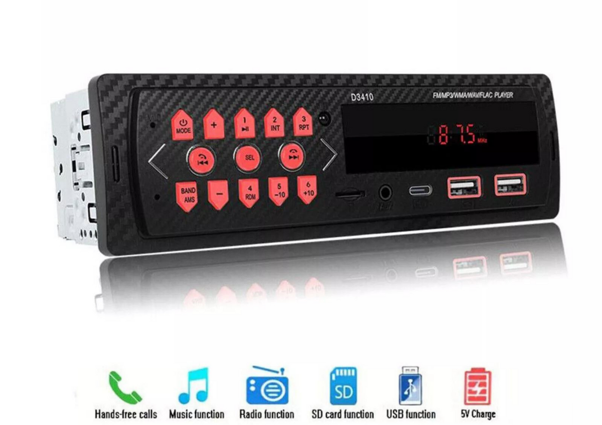 Autoradio RDS AM FM Bluetooth Freisprecheinrichtung 2 USB SD 1 DIN DE