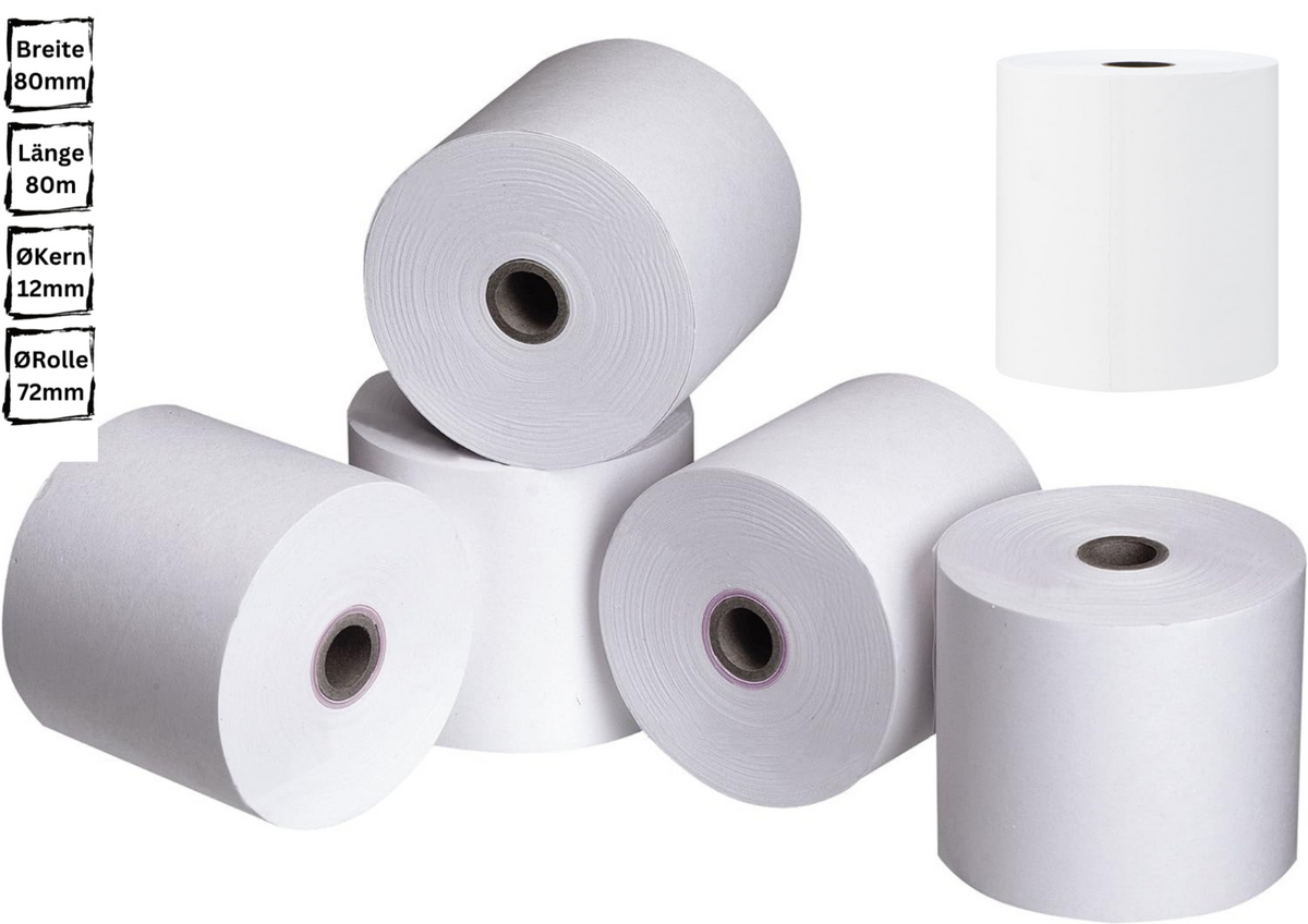 Thermorollen 80mm x 80m x 12mm – Bonrollen & Kassenrollen für EC Geräte