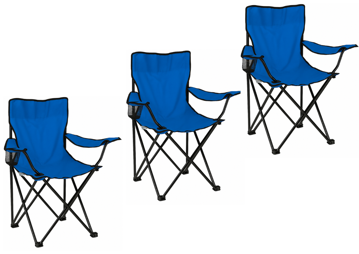 3x Klappstuhl Campingstuhl Anglerstuhl Grün mit Getränkehalter & Tragetasche