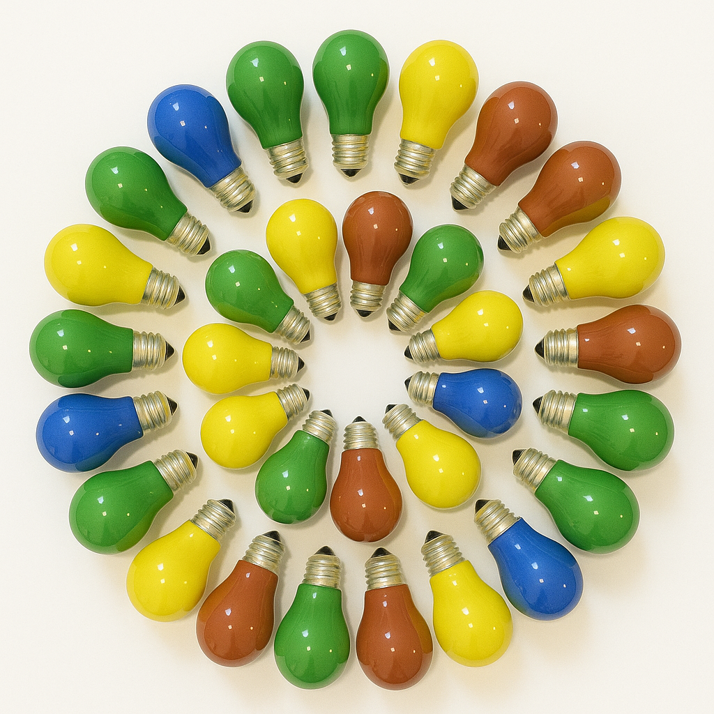10er Set Bunte Glühbirnen 25W E27 – Farbige Dimmbar Lampen für Party & Deko