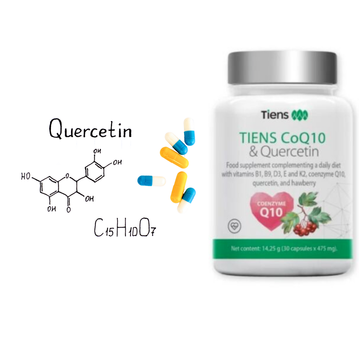 TIENS CoQ10 & Quercetin Kapseln mit Vitamin-B-Komplex, D3, K2 & E