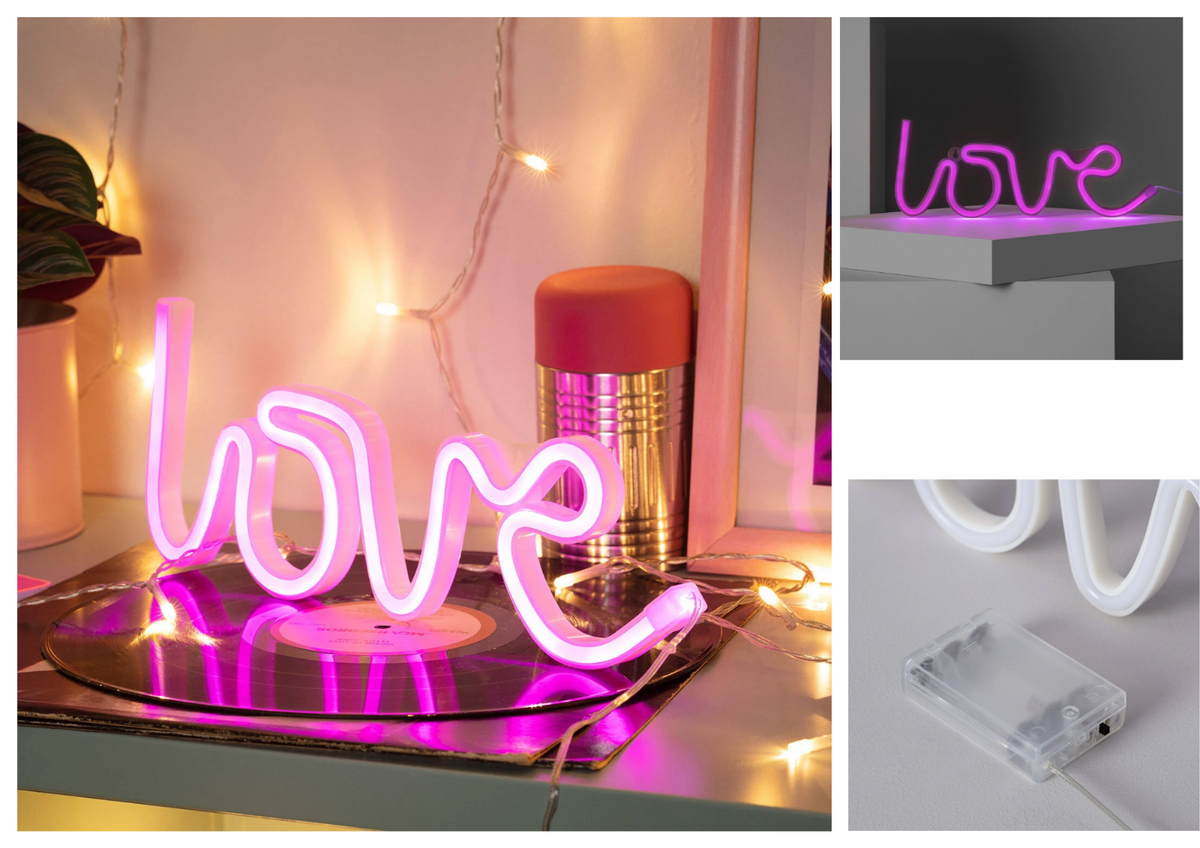 LED Neon Love Schild Batteriebetrieben Wanddeko Valentinstag ROSA