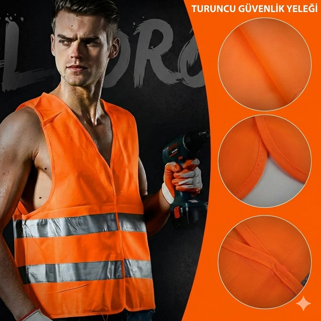 Warnweste Orange Größe L mit Tasche – 360° Reflektierend für Auto & Arbeit