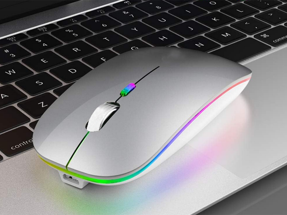 PC Maus Kabellos Bluetooth und Funk für Computer, MAC Aufladbare leise Maus LED