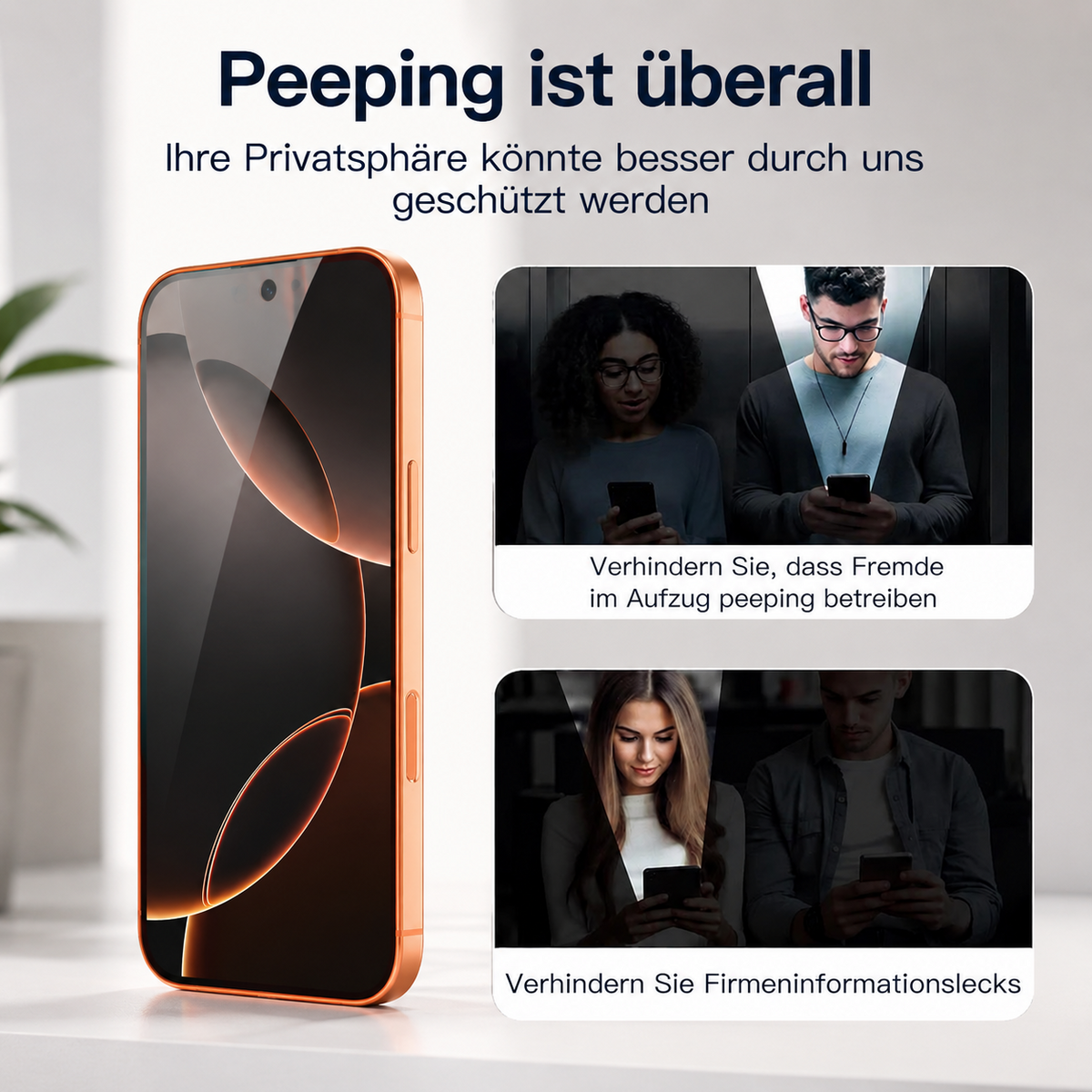 9D Privacy Schutzglas für iPhone 17 Pro Max 17 Pro Sichtschut