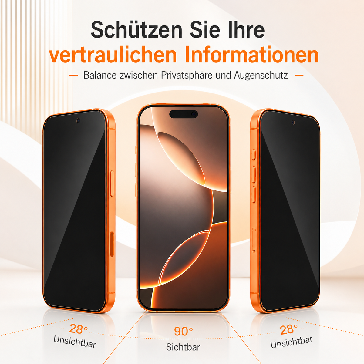 9D Privacy Schutzglas für iPhone 17 Pro Max 17 Pro Sichtschut