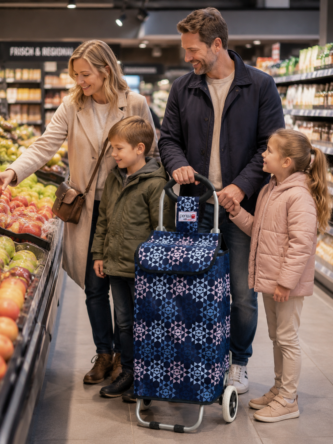 Einkaufstrolley faltbar 94cm Einkaufswagen Tasche auf Rädern