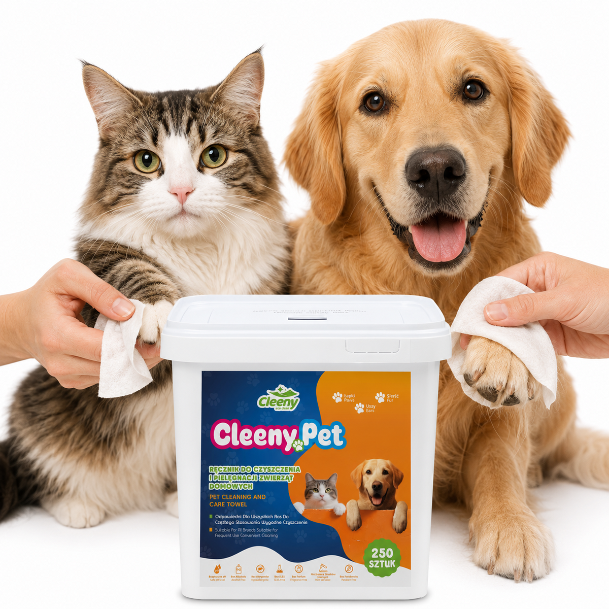 CleenyPet Feuchttücher für Hunde Katzen Pfoten Reinigung Hygienetücher