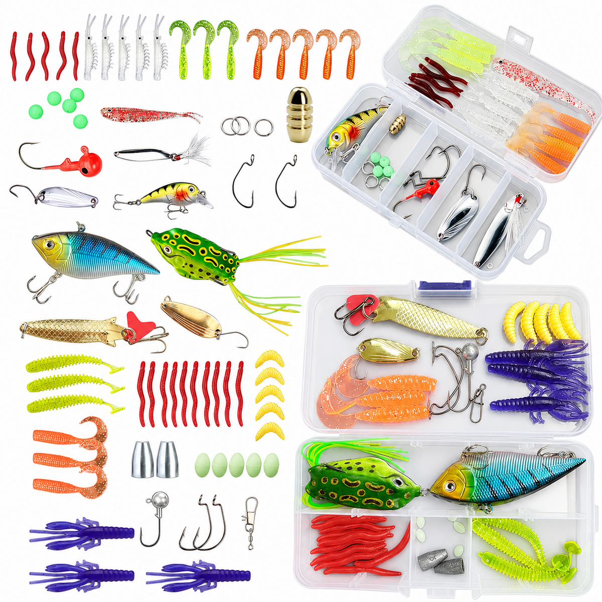 40tlg Angelköder Set Wobbler Spinnerbait Softbait mit Angelbox