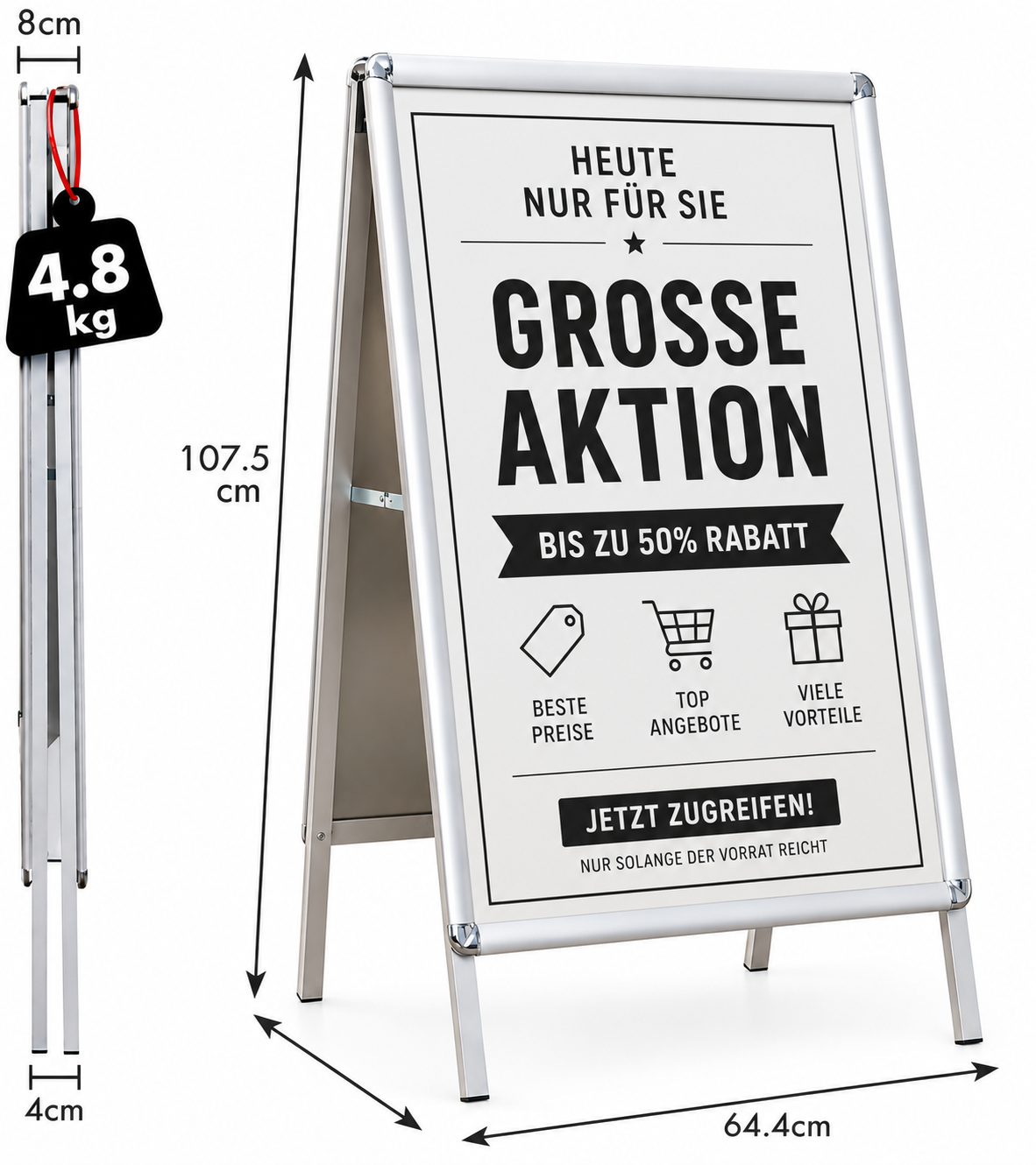 Kundenstopper DIN A1 doppelseitig Alu Werbeständer Posterständer
