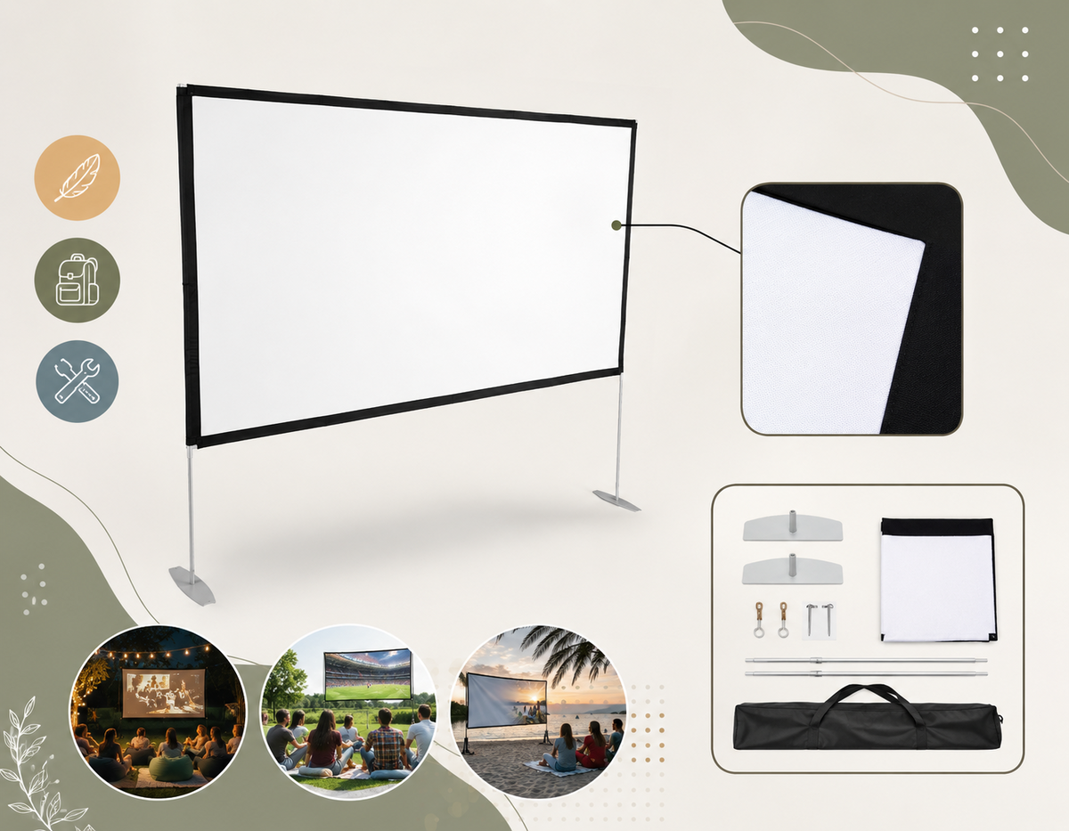 Beamer Leinwand 120 Zoll mit Ständer Tragetasche Projektor Leinwand Outdoor