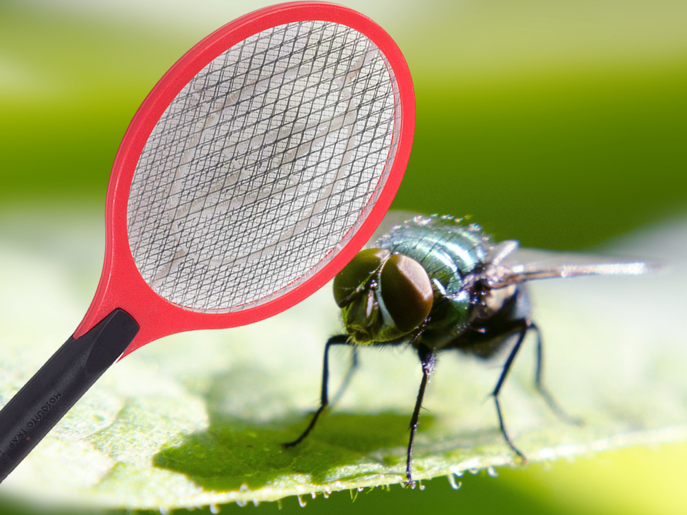 Elektrische Fliegenklatsche Insektenfänger Mücken Fliegen Wespen Batteriebetrieb
