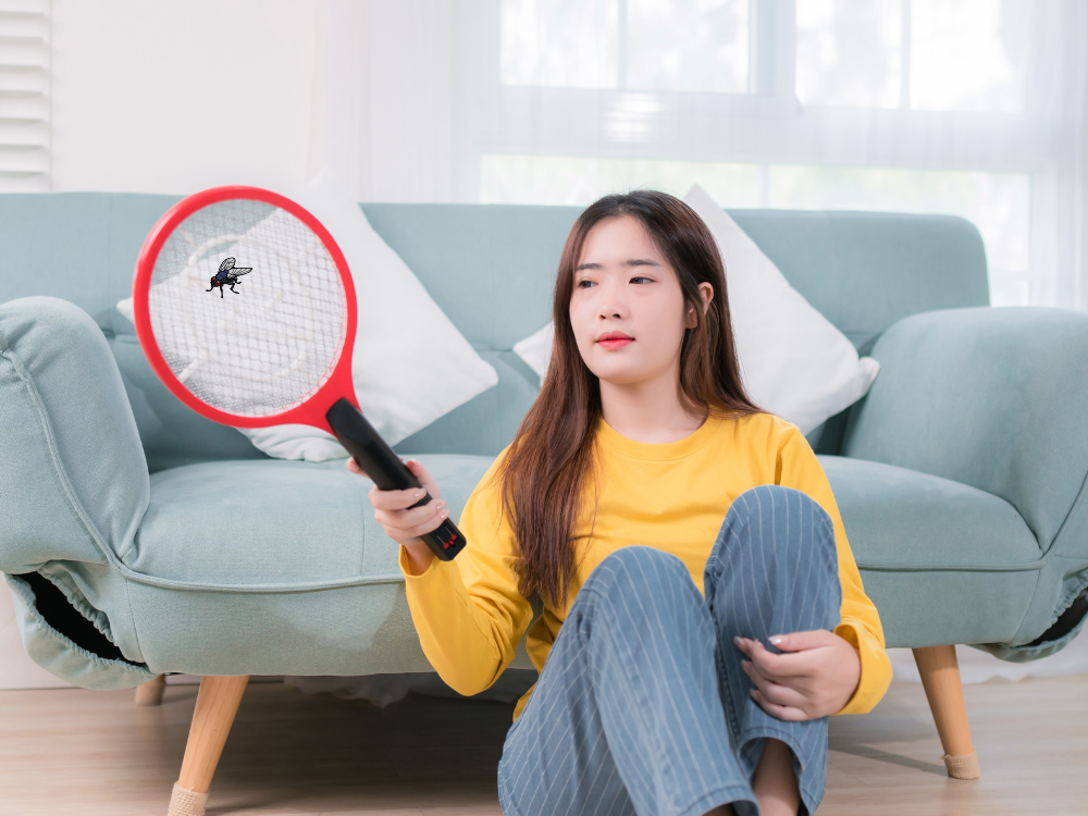 Elektrische Fliegenklatsche Insektenfänger Mücken Fliegen Wespen Batteriebetrieb