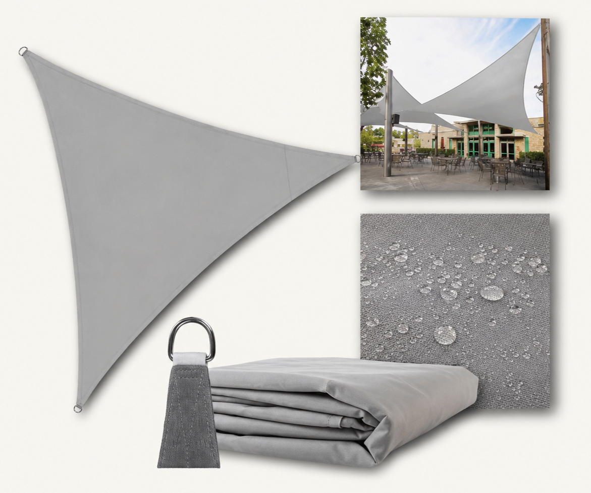 Sonnensegel 3x3x3m Dreieckig Sonnenschutz UV Schutz Garten Terrasse Grau