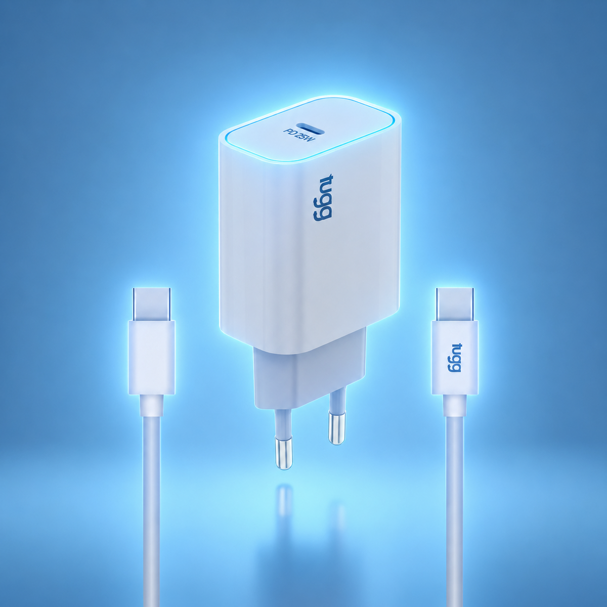 TUGG 25W USB-C Ladegerät Set Netzteil Schnellladegerät USB-C Kabel 1m PPS PD