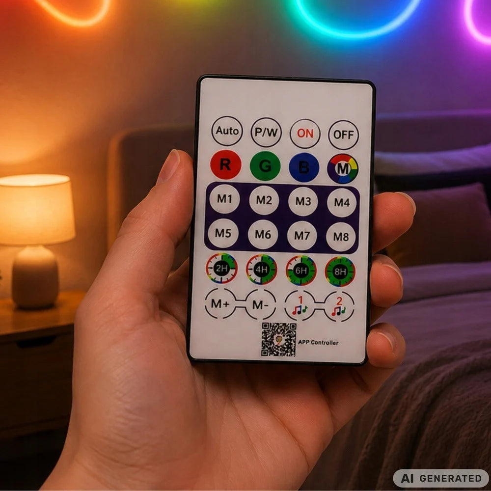 5m RGBIC 360° Neon LED Strip Bluetooth App Fernbedienung Musikmodus USB Lichtban