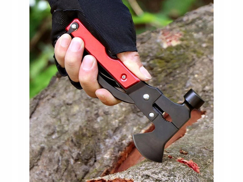 17in1 Multitool aus Edelstahl – Survival Werkzeug mit Hammer, Axt, Zange und Säge inklusive Tasche
