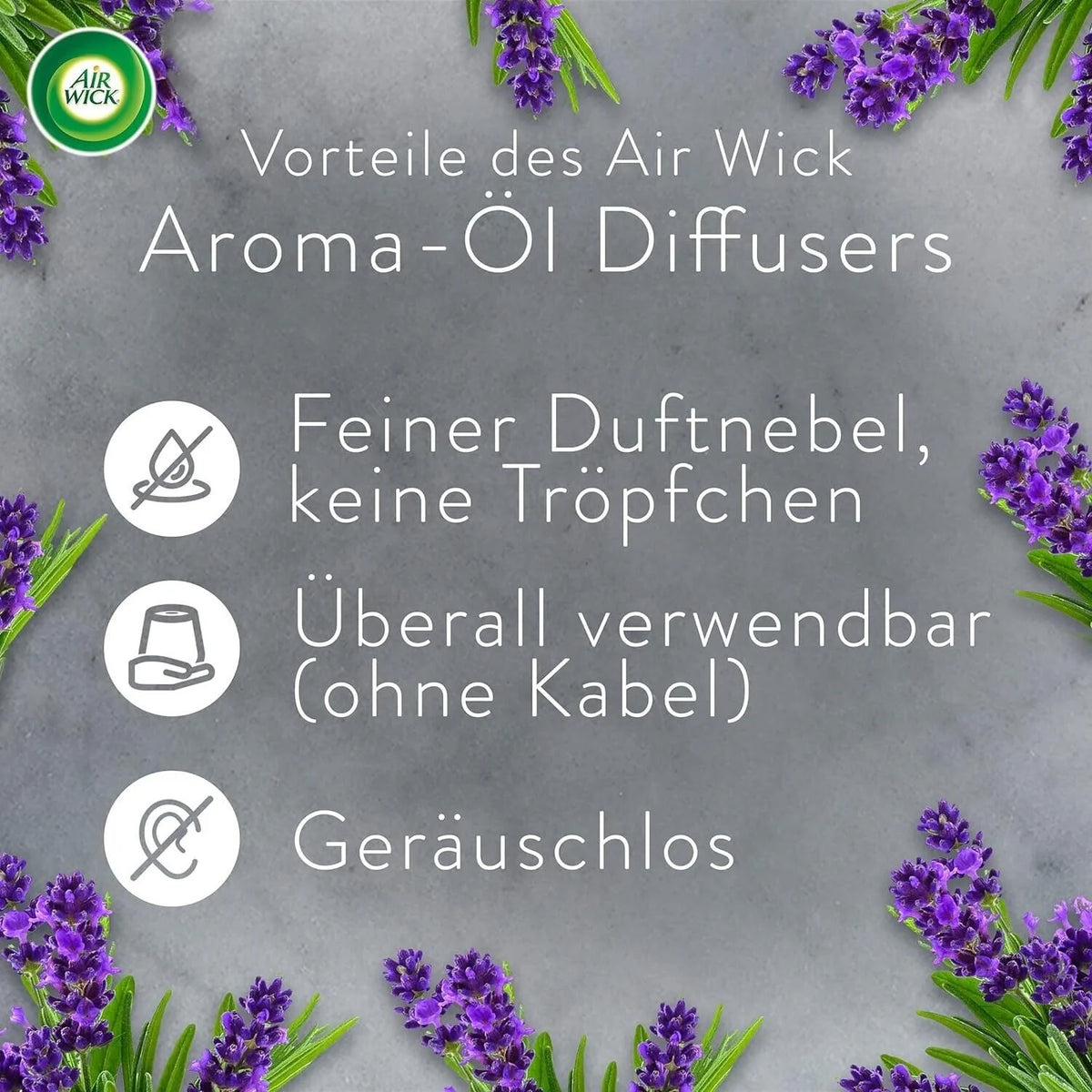 Air Wick Aroma Öl Diffuser Starter Set – 1 Gerät + 4 × 20 ml Duftöl-Nachfüller