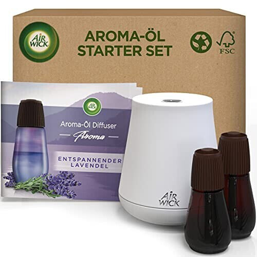 Air Wick Aroma-Öl Starter Set – Diffuser + 2×20 ml Lavendel Duftöle