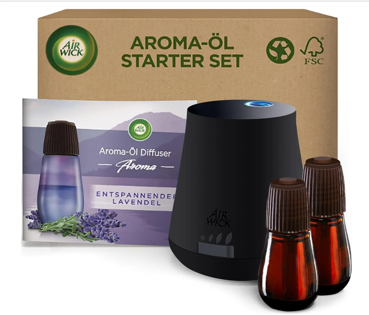 Air Wick Aroma-Öl Starter Set Lavendel – Diffuser mit 2 × 20 ml Duftöl-Nachfüllern
