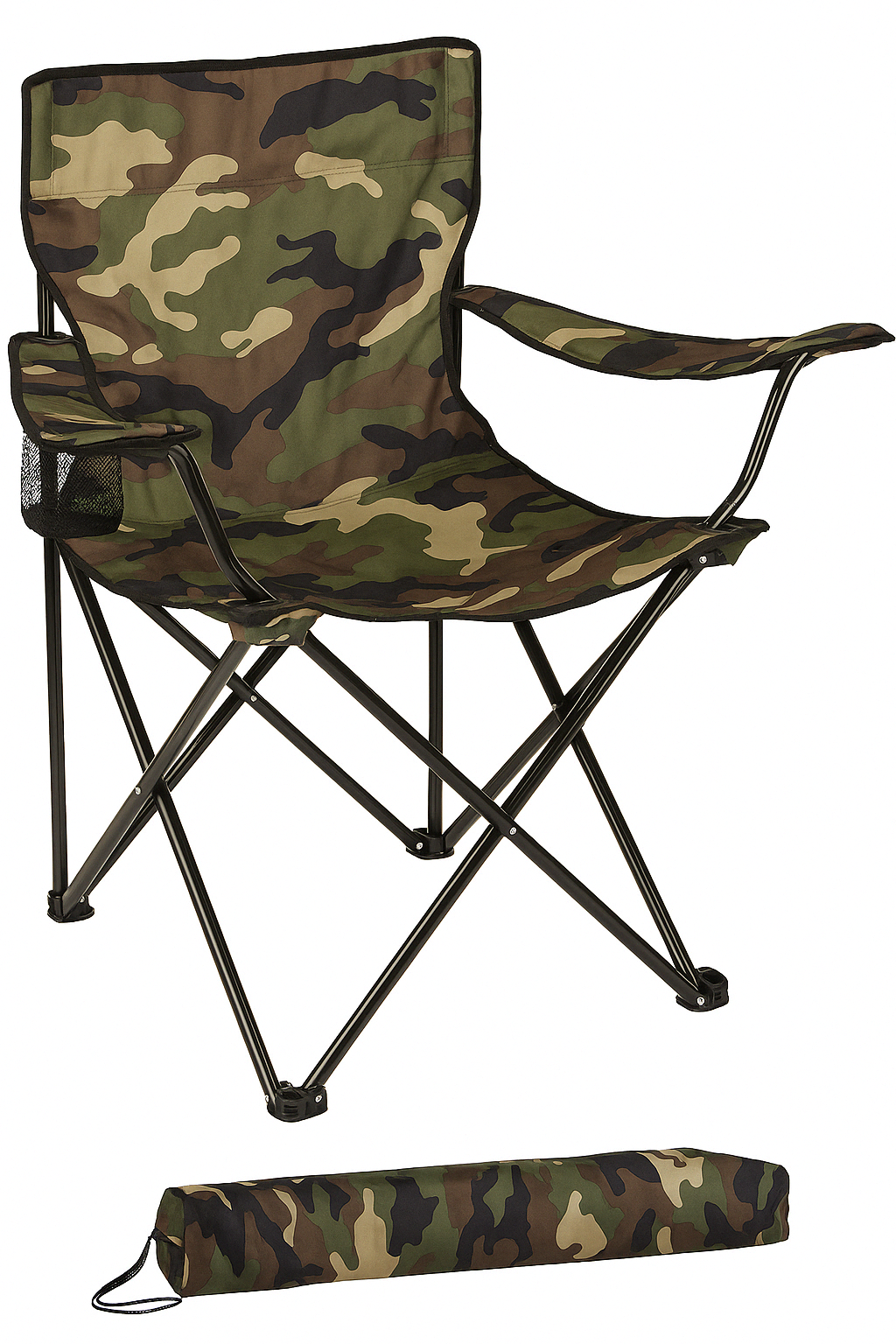 Faltbarer Campingstuhl mit Getränkehalter und Tragetasche – Outdoor Klappstuhl für Garten, Angeln und Strand