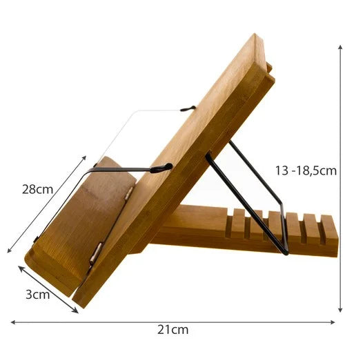 Bambus Buchständer 20 x 28 cm – verstellbarer Tablet-, Laptop- & Leseständer mit 8 Neigungsstufen
