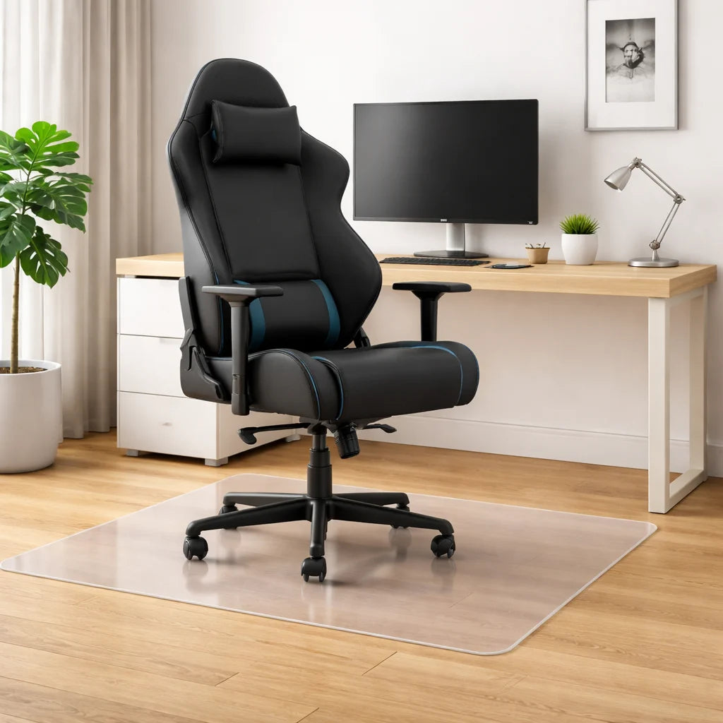 Ruhhy Bodenschutzmatte 100 x 140 cm – transparente Stuhlunterlage für Bürostuhl, Büro & Homeoffice