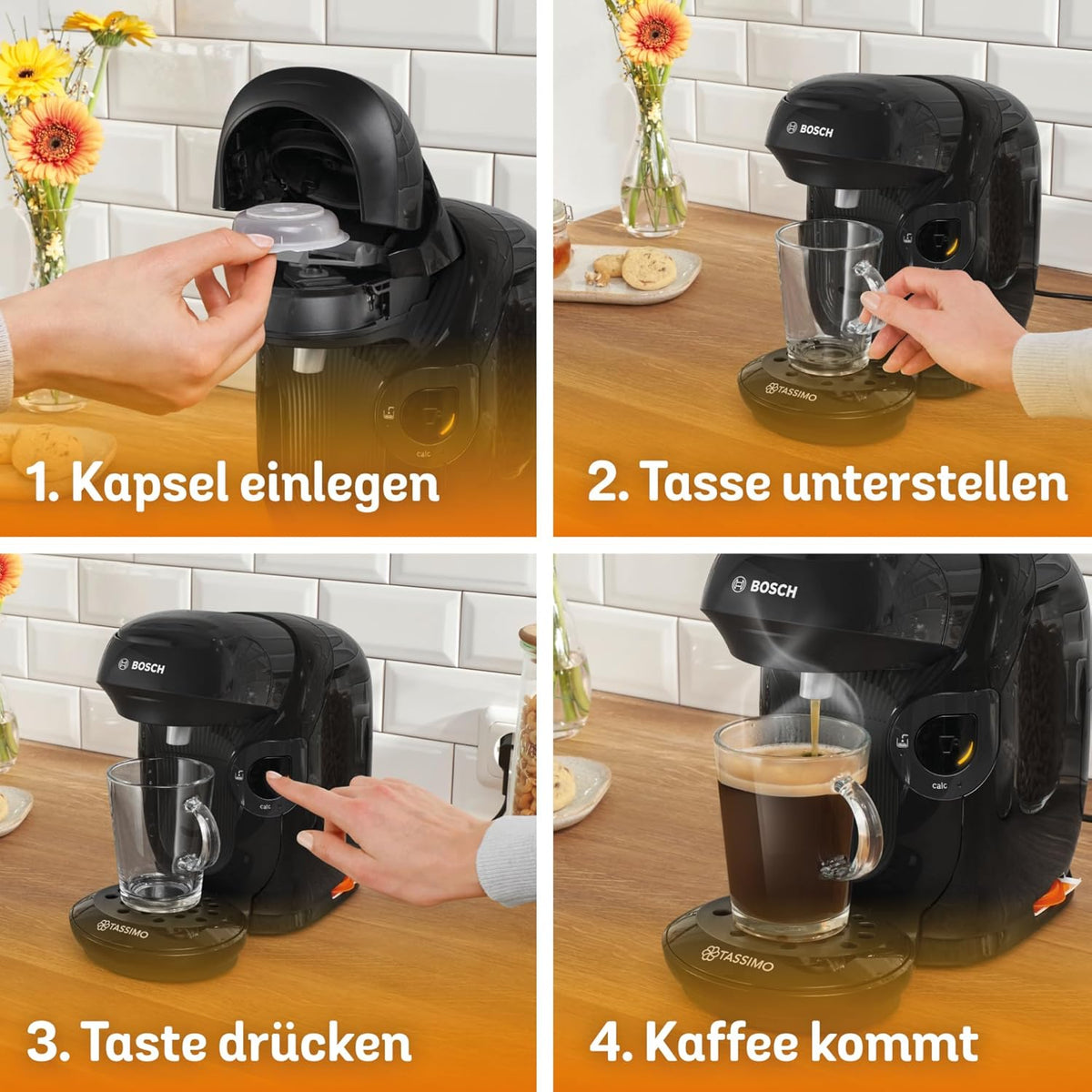 Bosch Tassimo Style Friendly TAS112E – Kapselmaschine 1400W, Schwarz | Über 70 Getränke, One-Touch Bedienung, INTELLIBREW & Nachhaltiges Design