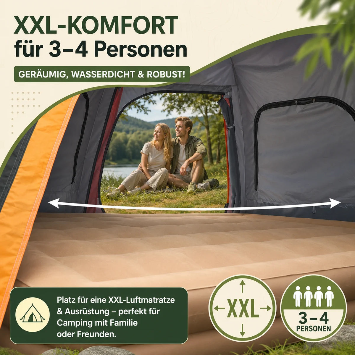 Campingzelt 4 Personen Pop Up Wurfzelt Automatik Kuppelzelt Wasserdicht