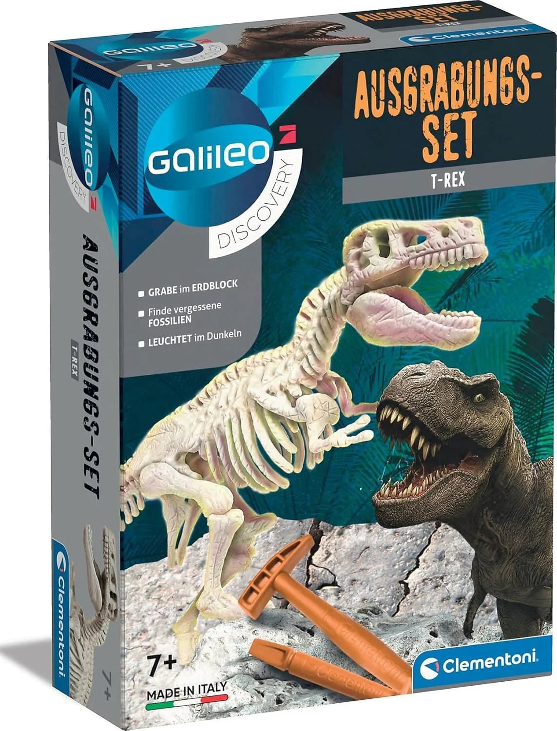 Clementoni Galileo Discovery T-Rex Ausgrabungs-Set 69404 – Dinosaurier Fossilien-Set für Kinder ab 7 Jahren