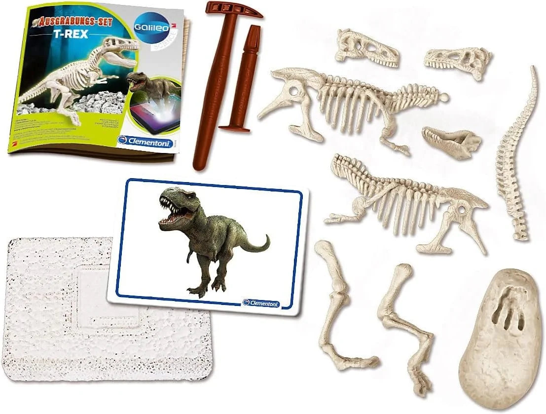 Clementoni Galileo Discovery T-Rex Ausgrabungs-Set 69404 – Dinosaurier Fossilien-Set für Kinder ab 7 Jahren