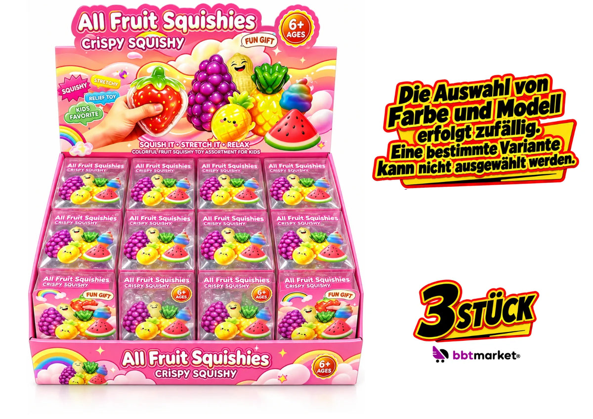 Crispy Fruity Squishy Knister Effekt Früchte Fidget Toy Knautschspielzeug