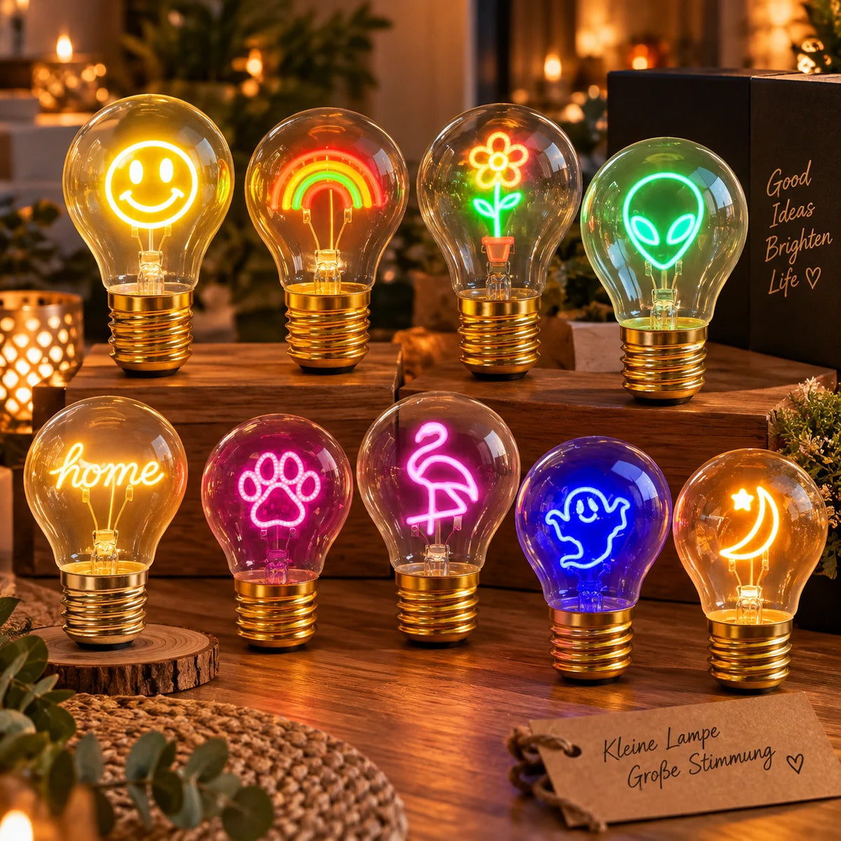 Dekoleuchte Glühbirne Akku USB-C Nachtlicht Geschenk Deko Tischlampe