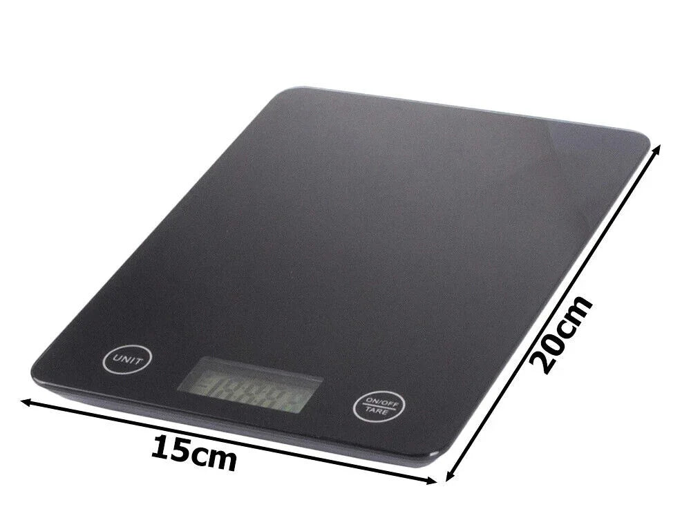 Digitale Küchenwaage bis 5 kg mit 1 g Genauigkeit – Glas Haushaltswaage mit LCD, Tara & Touch-Bedienung