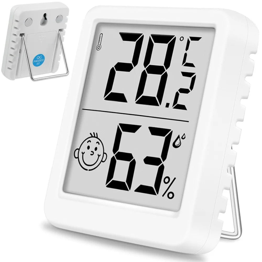 Digitales Thermometer Hygrometer mit LCD – Mini Raumklima-Messgerät mit Smiley-Anzeige & Magnet