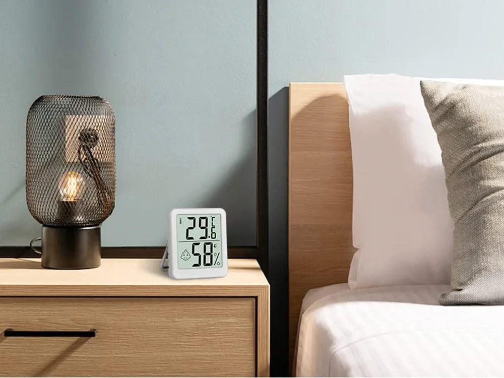 Digitales Thermometer Hygrometer mit LCD – Mini Raumklima-Messgerät mit Smiley-Anzeige & Magnet