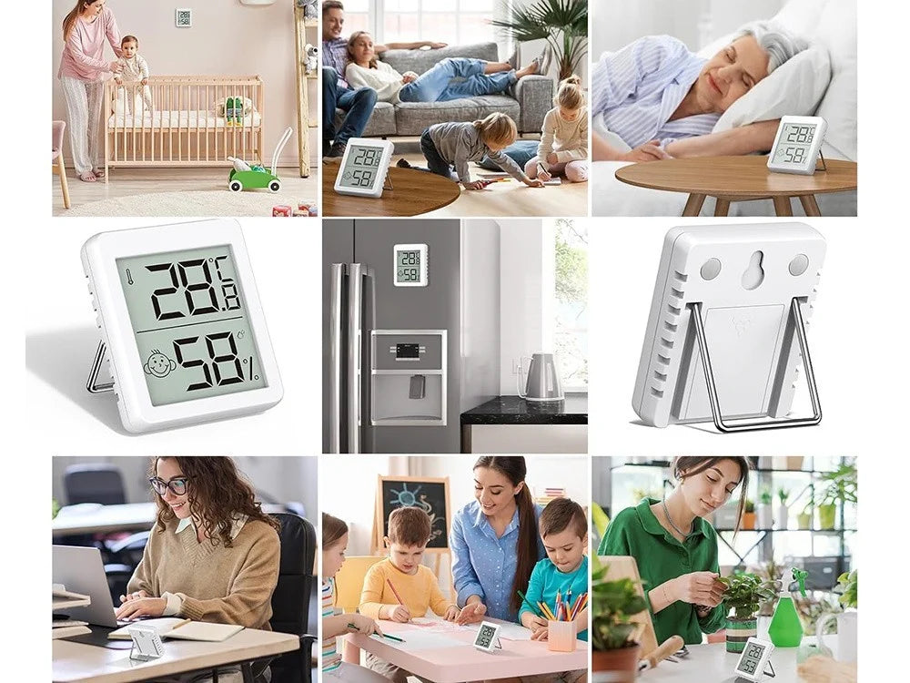Digitales Thermometer Hygrometer mit LCD – Mini Raumklima-Messgerät mit Smiley-Anzeige & Magnet