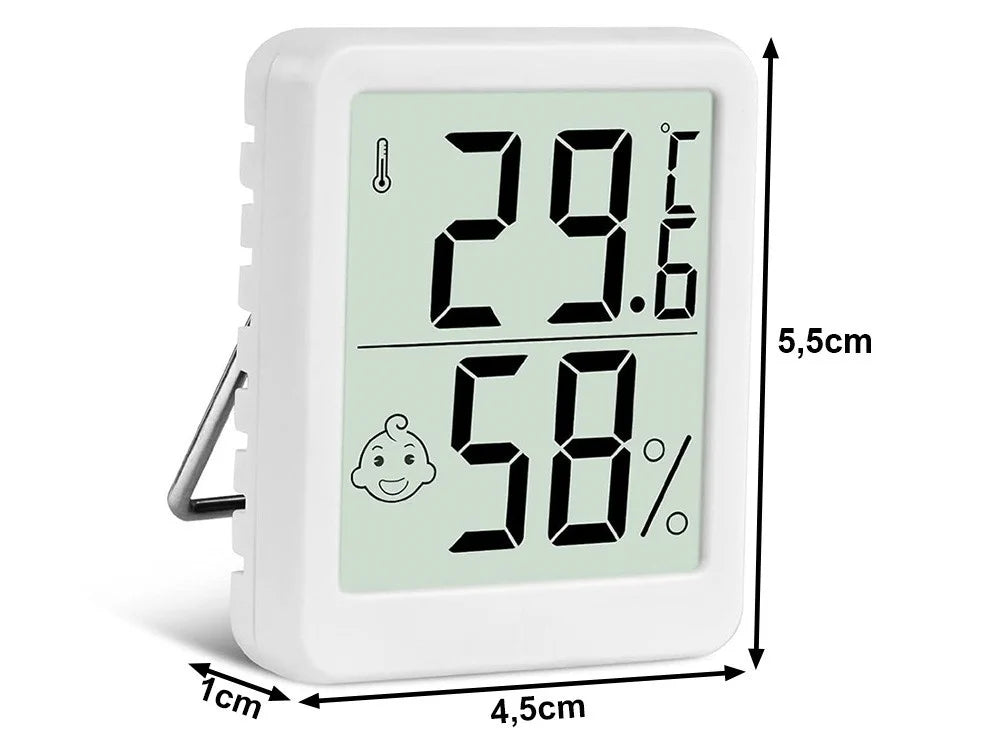 Digitales Thermometer Hygrometer mit LCD – Mini Raumklima-Messgerät mit Smiley-Anzeige & Magnet