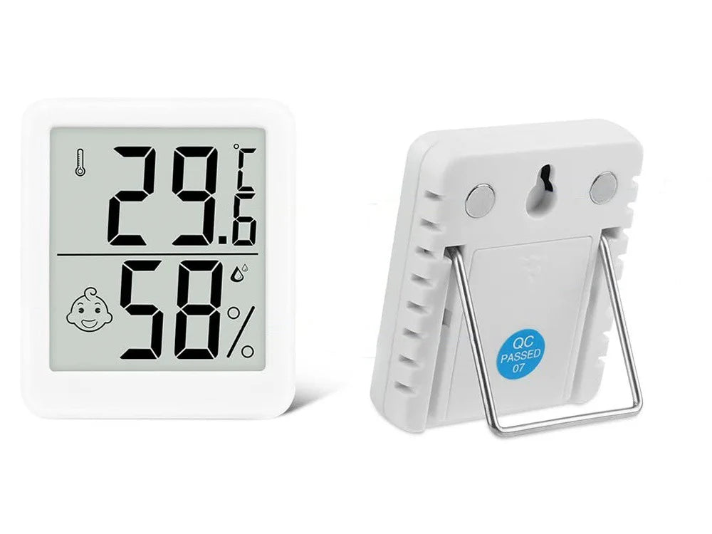 Digitales Thermometer Hygrometer mit LCD – Mini Raumklima-Messgerät mit Smiley-Anzeige & Magnet