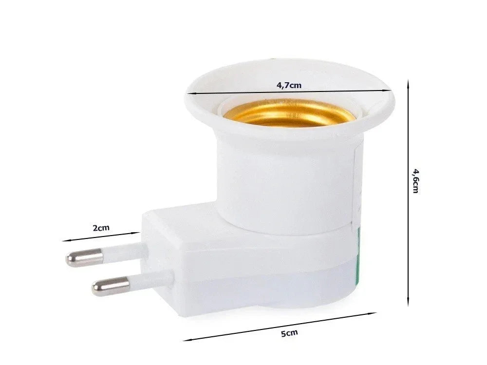 E27 Steckdosenadapter 230V Lampenfassung mit Schalter Weiß Kunststoff