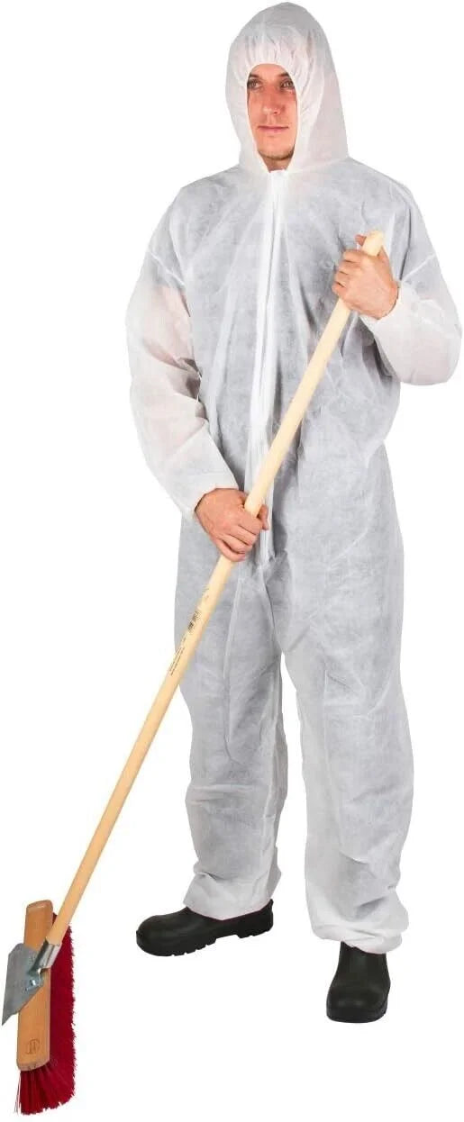 Einweg Overall XL Weiß – Schutzkleidung gegen Staub, Schmutz & Spritzer | Polypropylen Schutzanzug mit Kapuze